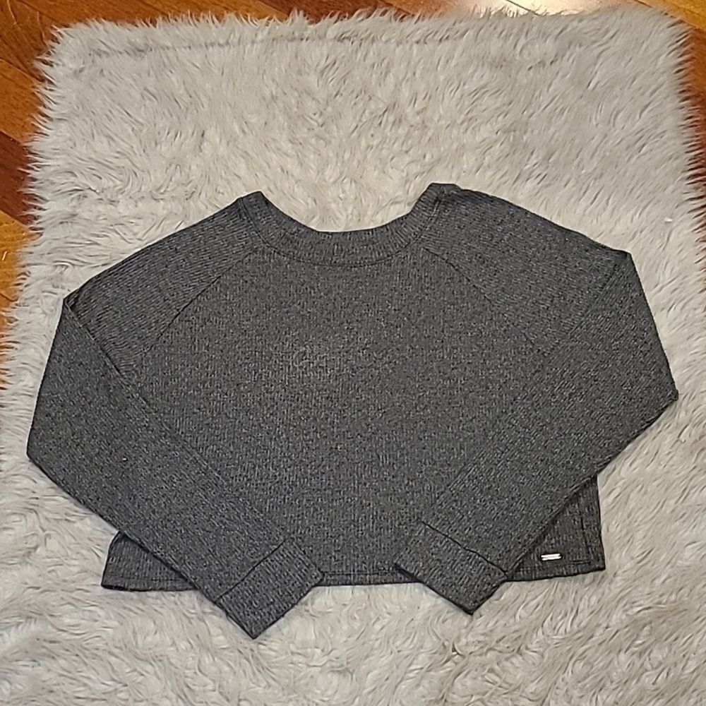 Gilly hicks womens gray soft cropped oversized long sleeve short size small